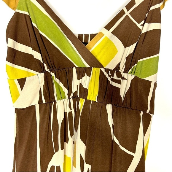 BCBGMaxAzria Women's Brown Green Beige Print Ruffled Sleeveless Dress Size XS - Picture 5 of 8